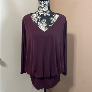 Lane Bryant Wine purple Relaxed Blouse with 3/4 Sleeves